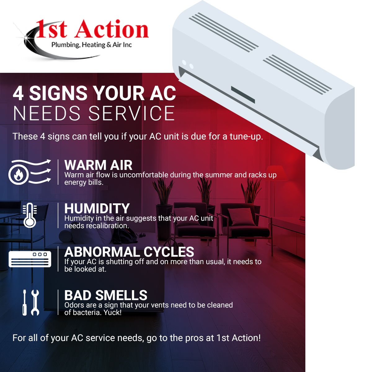 4 Signs your AC needs service infographic